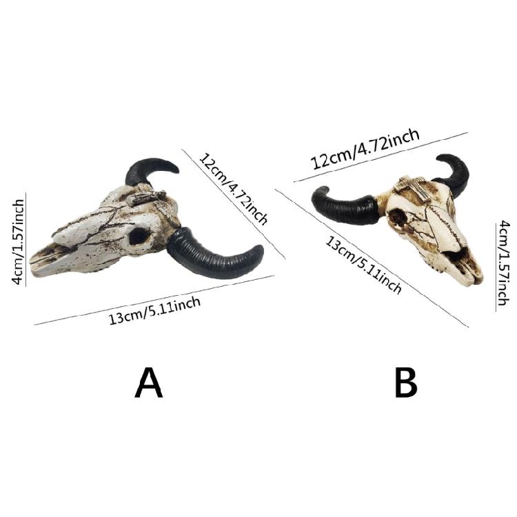 Miniature Cow Skull Resin Statue Elegant Animal Head Ornament Perfect for Shelf and Desktop Display
