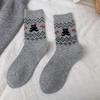 Retro Socks Female Cute Cartoon Bear Medium Tube Socks Warm Wool Stacking Socks Boneless