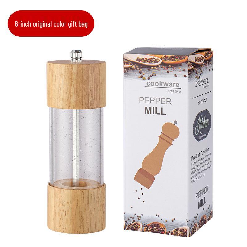 Starry Sky Wooden Pepper Mill - Transparent Acrylic Manual Grinder for Sichuan Pepper, Black Pepper, Sea Salt, and Rose.