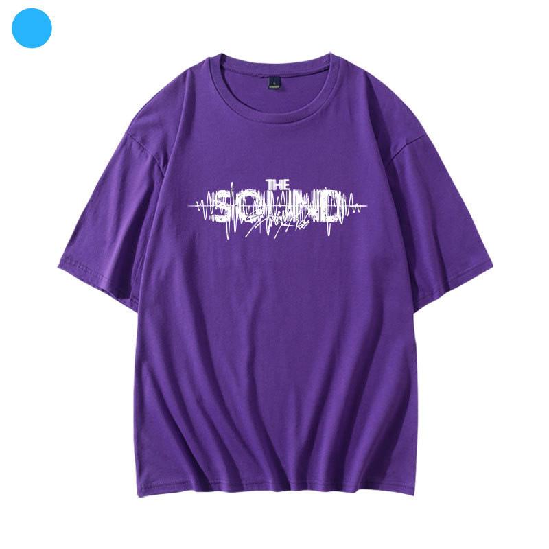 Combination Stray Kids Around Harajuku Print Fashion Men S And Women S T-Shirts Tops Short Sleeves S фиолетовый