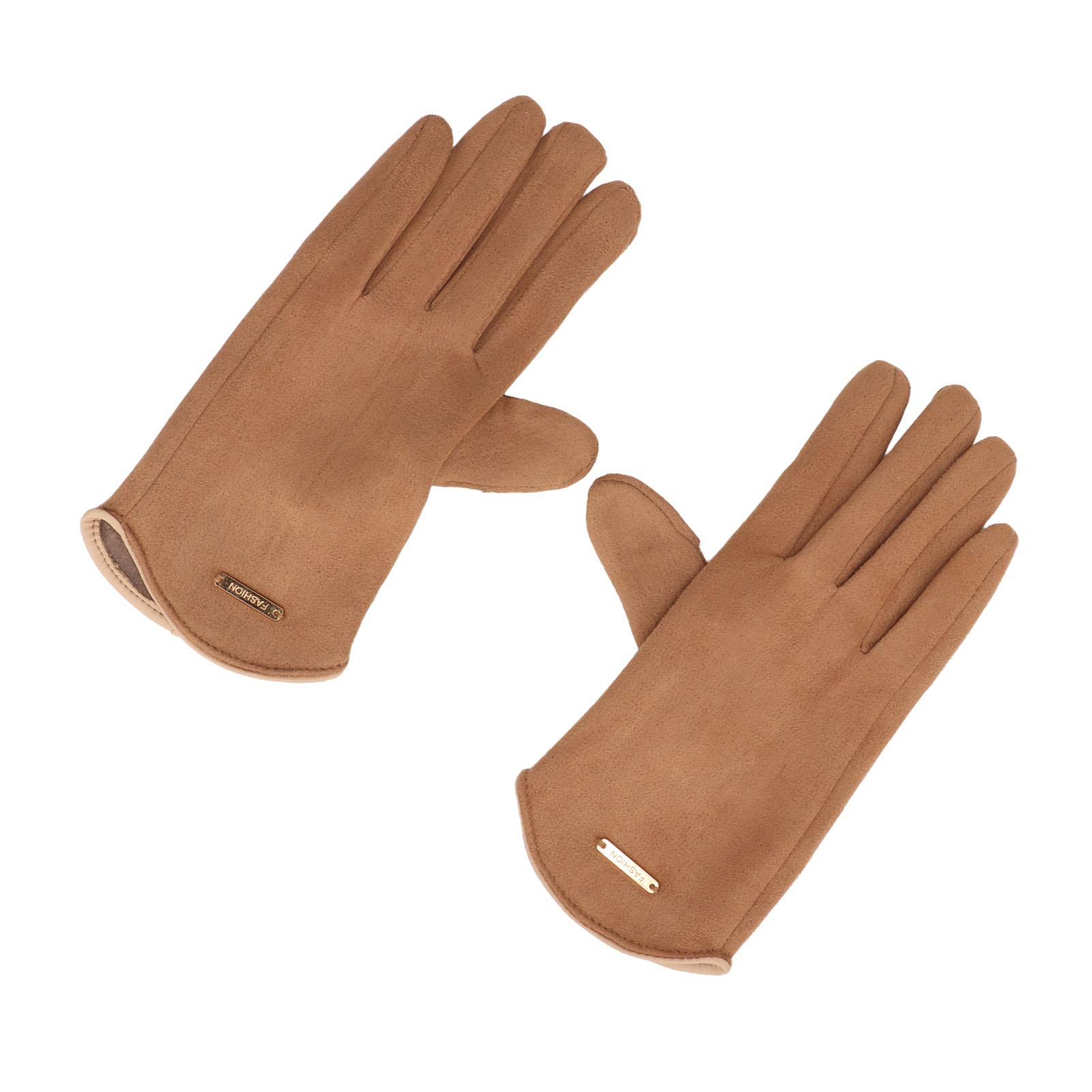 

1 Pair Women Winter Gloves Suede Fabric Comfortable Finger Exposed Warm Gloves for Outdoor