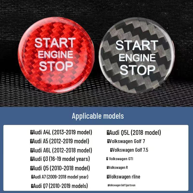 Real Carbon Fiber One-Button Start Ignition Decal for BMW, Mercedes-Benz, Volkswagen, Toyota, Nissan, Honda, Suzuki