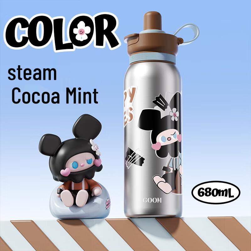 Термобутылка GOOM для детей из нержавеющей стали 316L с трубочкой 680ml