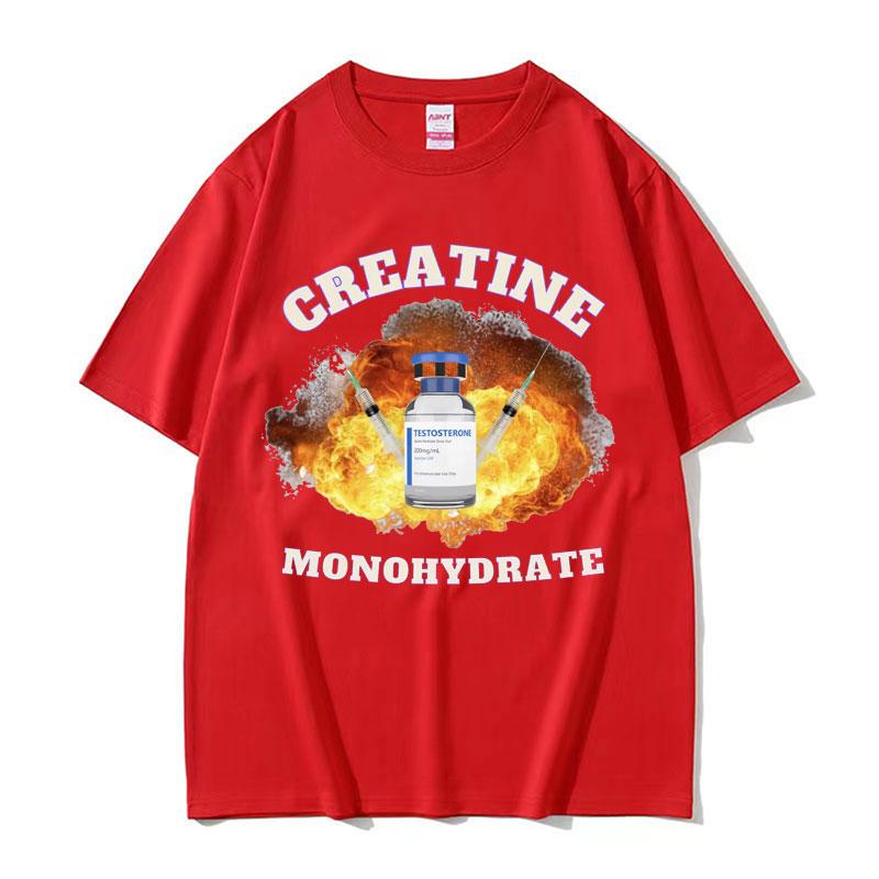 Funny Gym Pumpcover Creatine Monohydrate Meme T Shirt Men's Harajuku Gothic Clothes T-shirt Unisex 100% Cotton Short Sleeve Tees