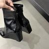 Hong Kong Temperament Retro Pointed Short Boots Women's Autumn and Winter 2025 New Soft Leather Brown Wedge Heel High Heel Fashion Boots