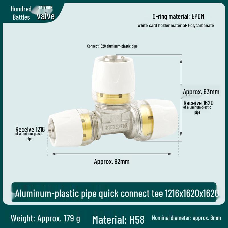 Aluminum-Plastic Pipe Joint Accessories for PERT Floor Heating 1216 & 2025 Quick-Connect Geothermal Pipe Repair