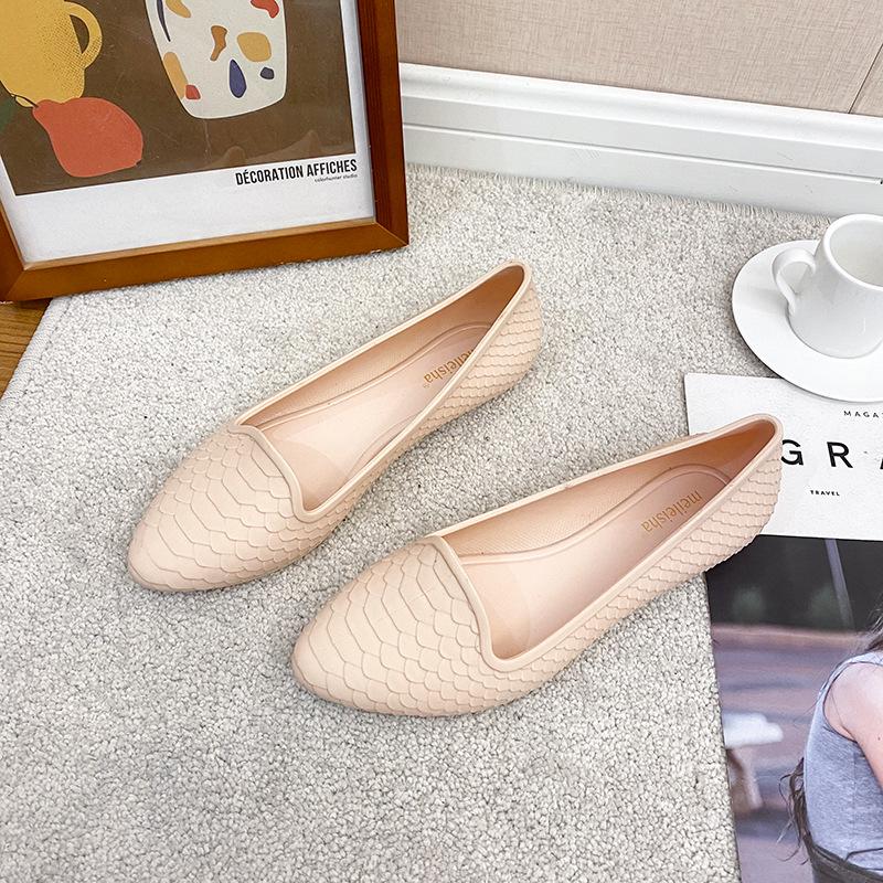 „Sandale Jelly de vară pentru femei, culoare uni”: Pantof plat cu toc jos, design cu gură mică"