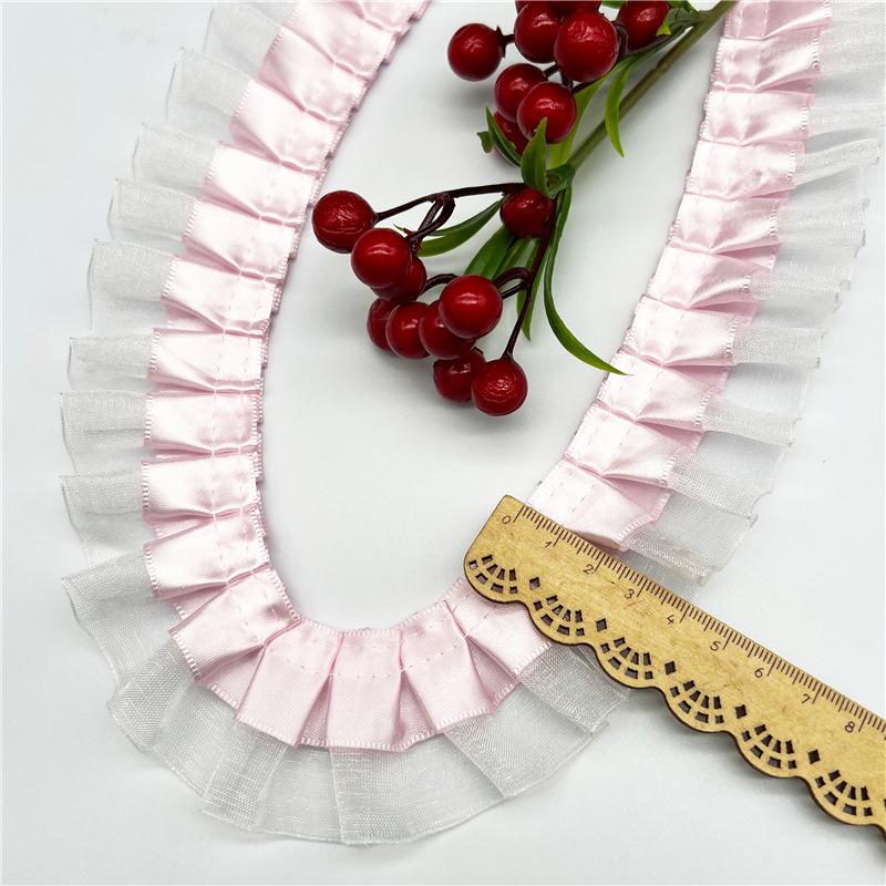 Elegant and Exquisite 4CM Double Folds Transparent Chiffon Lace Clothing Clothing Hem Diy Accessories Multi-color Lace Webbing Crafts Making Ribbons