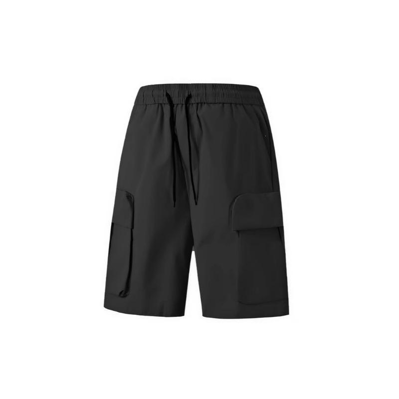 Summer New Men s Solid Color Loose Workwear Drawstring Shorts Large Size Fashionable Casual Sports Straight Pants M чёрный