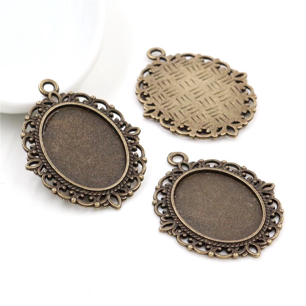 10 Stück 18x25mm Innenmaß 8 Farben Vintage Stil Cameo Cabochon Basis Fassung Anhänger Halskette Schmuckzubehör