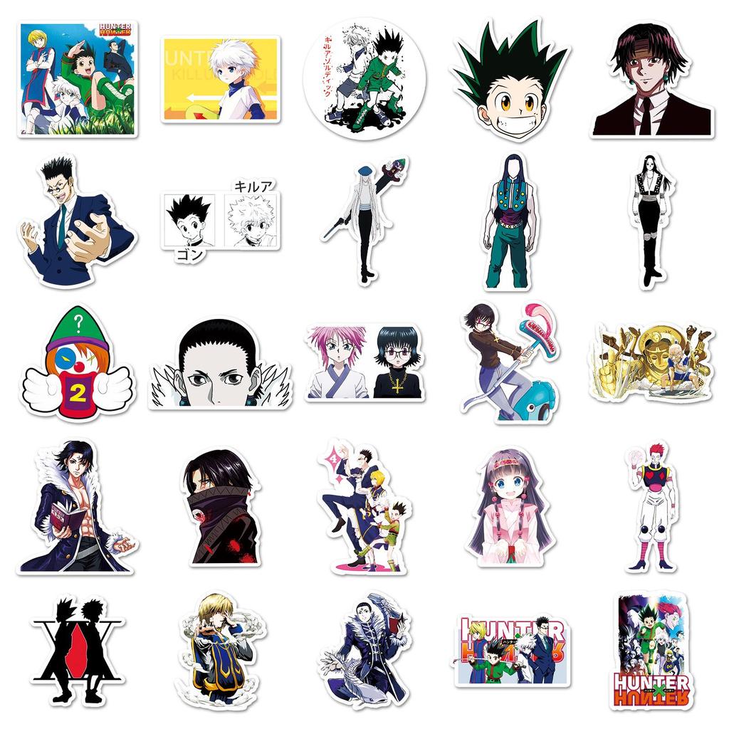 50 Hunter x Hunter Waterproof Graffiti Stickers for Suitcases, Skateboards, Scooters, Computers, Tablets, and Cartoon Decorations.