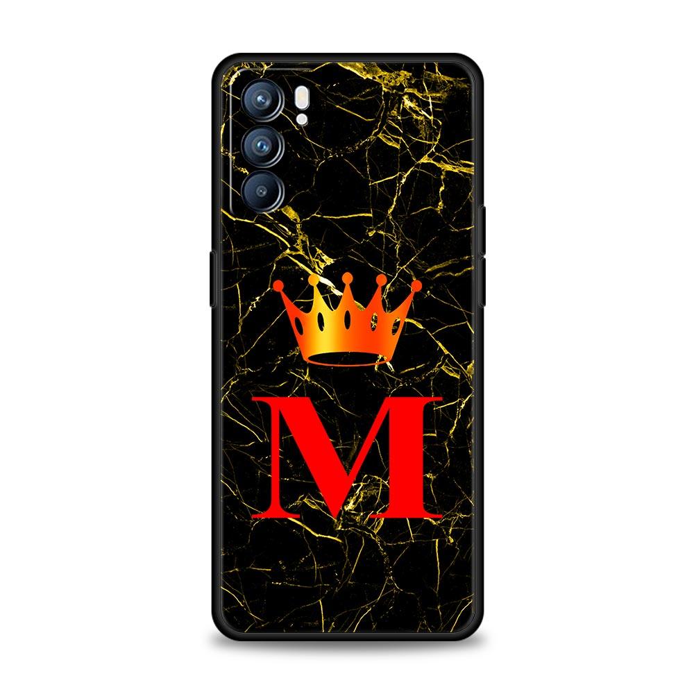 Marble Letter Phone Case For Oppo A17 A31 A54 A57 A78 A79 A98 Find X5 X6 Reno 6 7 8 10 11 12 13 F Pro 5G Soft TPU Cover Fundas