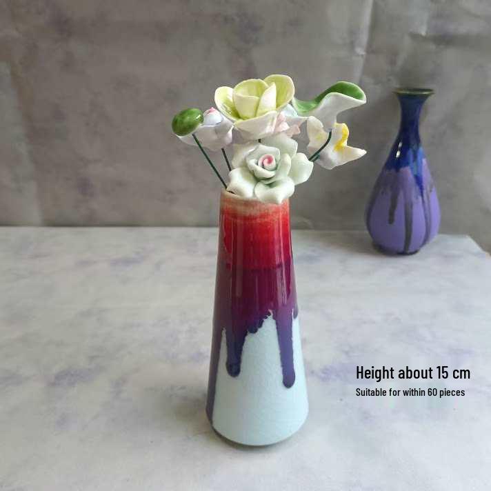 Handmade Ceramic Bouquet: Purple-Gold Lotus, Lily, Gardenia, Rose