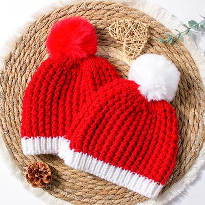 Gemütliche Kinder-Weihnachts-Wollmütze mit Bommel für Herbst/Winter