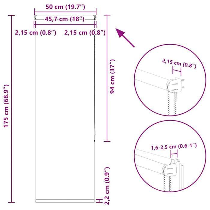 VidaXL Store enrouleur occultant blanc cassé 50x175cm largeur du tissu, store de jour et de nuit, store de cuisine, store 4011664