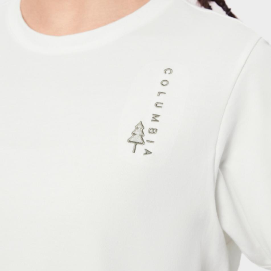 Columbia Logo Print Crew Neck Short Sleeve T-Shirt Women Tops White AR4737-125