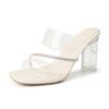 High-heeled sandals women's summer not tired feet Internet celebrities rhinestone transparent crystal cool slippers outside