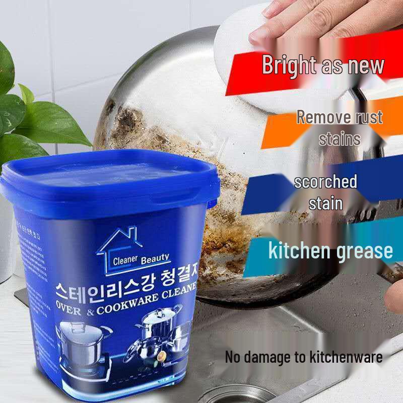 Stainless Steel Kitchen Cleaning Paste - Removes Oil Stains, Pot Bottom Scales, Rust & More 500g Stainless Steel Cleaning Paste - 1 piece
