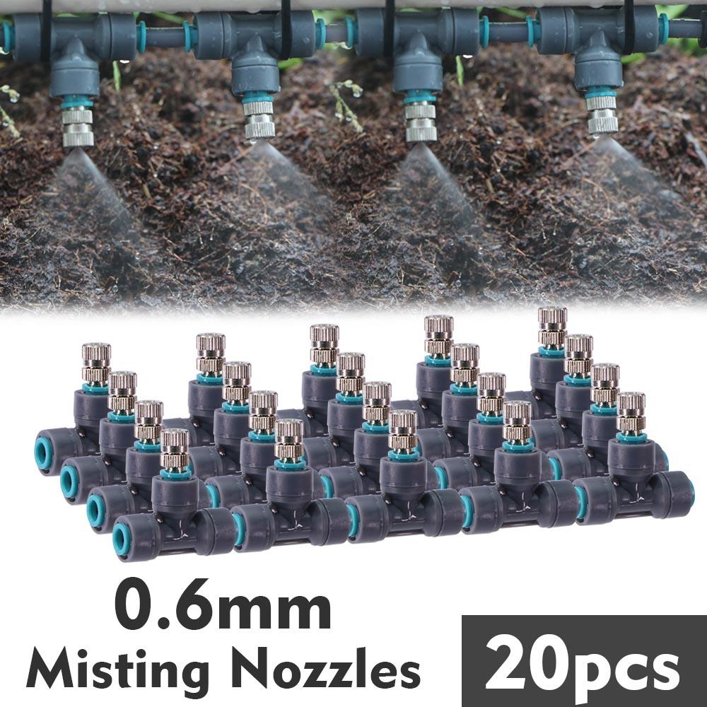 1/4″ 4/6mm 60W Self-priming Pump Misting Cooling System 0.6mm Atomizer Sprayer Slip Lock Nozzle Joint Outdoor Garden Irrigation