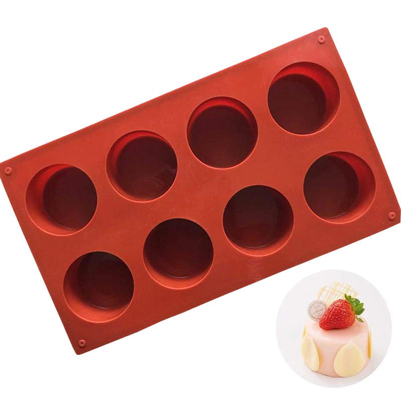 Stampo Torta Rotondo in Silicone a 8 Cavità Stampo Biscotti Cioccolato Accessori per Pasticceria Per Gelatina Budino Sapone Cheesecake
