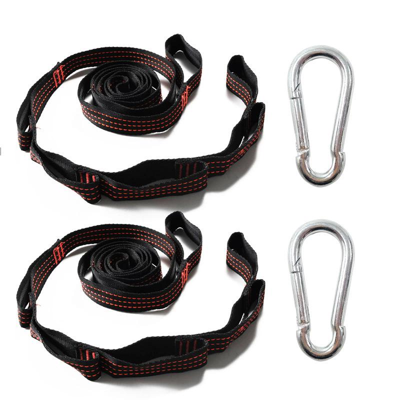 Correias De Poliéster Reforçado Para Acampamento AO Ar Livre Black Hammock Straps 5 Ring Alta Carga-rolamento Farpado 2pcs