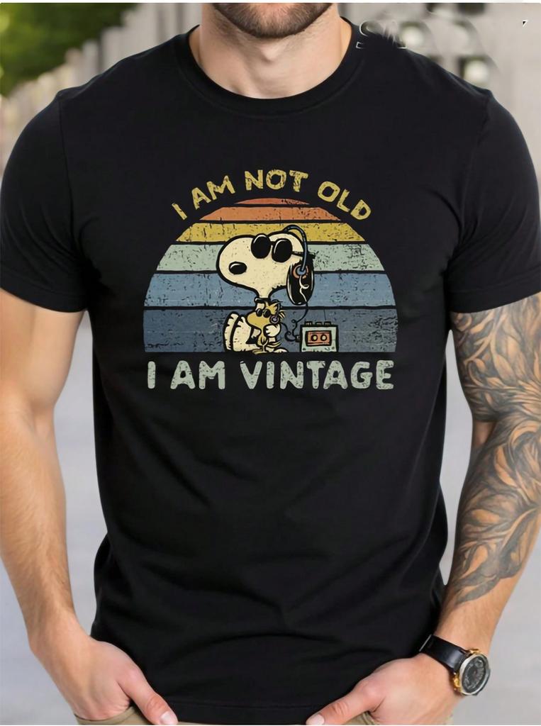 Mens I Am Not Old I Am Vintage Tshirt Mens Funny Retro Graphic Tee Soft Crew