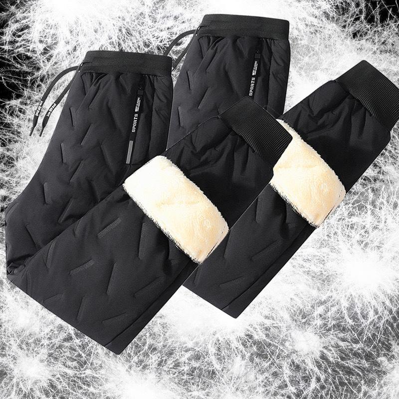 Women's Plush Thick Fleece Lined Sweatpants Straight-leg Waterproof Pants Outdoor Windproof Outerwear Thermal Trousers 1 Pcs