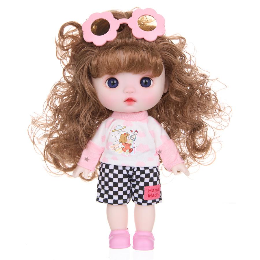 9Inch Lifelike Newborn Baby Doll Plaything Sweet Face Reborn Doll With Clothes Long Hair Baby Girl Jointed Movable Doll Birthday Present