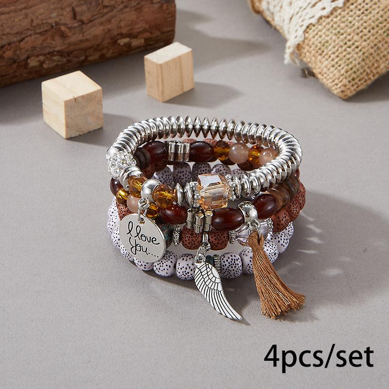 Bohemian Multi-Layer Wooden Beaded Elastic Bracelet