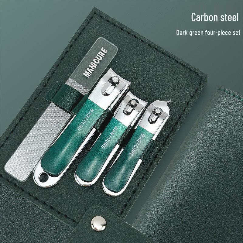 Gradient Large Nail Clipper Set with PU Leather Case - Portable Manicure Tool