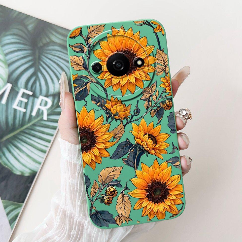 Für Redmi A3 Hülle Niedliche Cartoon Katze Ästhetisch Blumenmädchen Junge Stoßfeste Silikon-Rückabdeckung Für Xiaomi Redmi A3 Handyhülle Coque