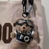 Cute Plush Brown Bear Keychain With Camera & Glasses Backpack Doll Pendants Couple Keyrings Handbag Charms Bag Accessories Set