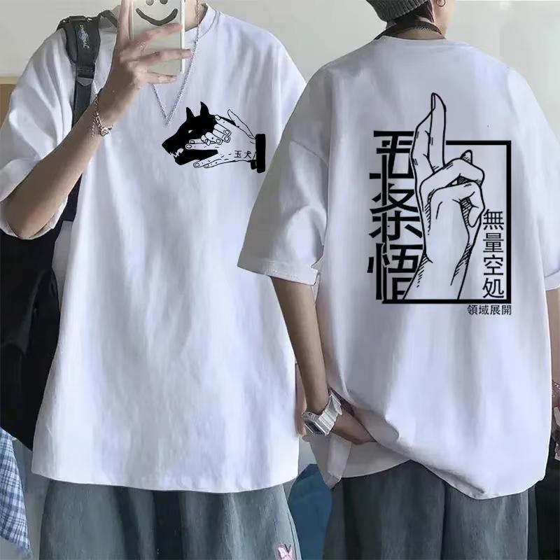

Jujutsu Kaisen Satoru Gojo Unisex Pure Cotton Tshirt 2026 Summer Anime Print Round Neck Casual Parentchild Short Sleeved Top S
