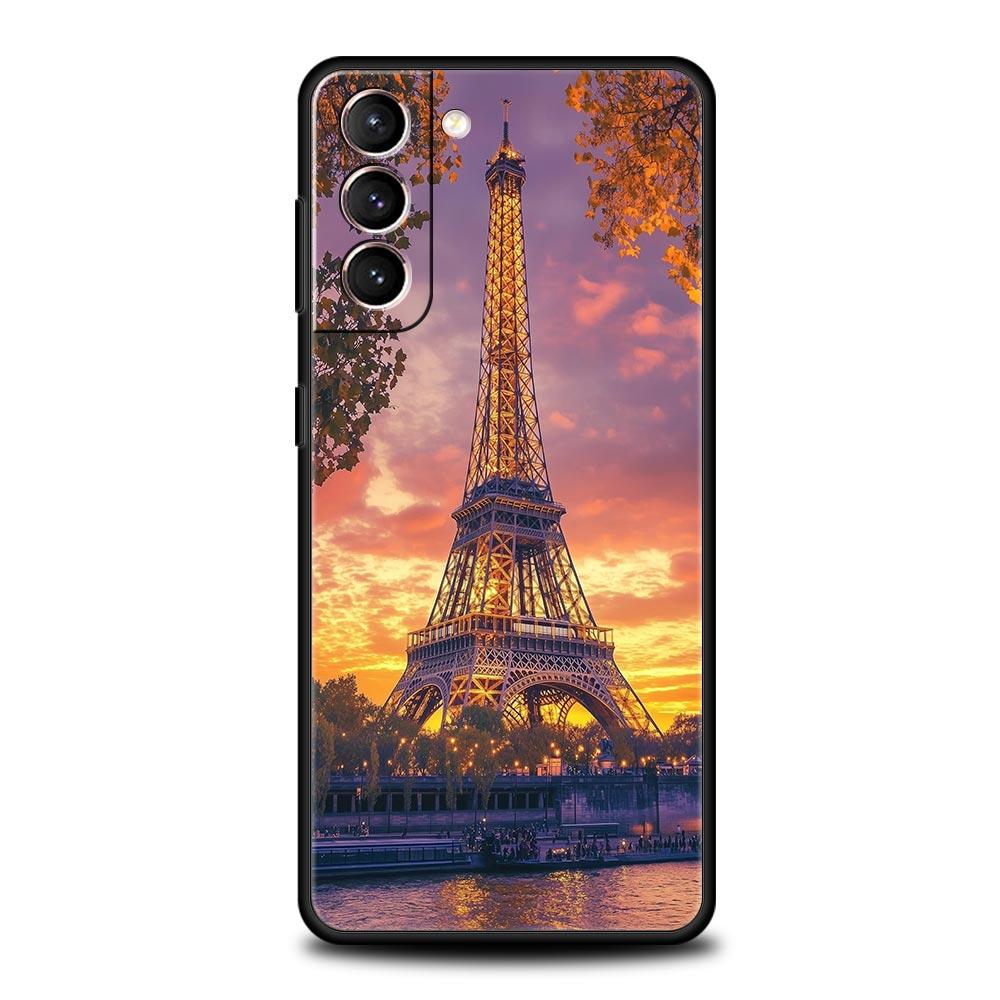 Red Umbrella Eiffel Tower Soft Phone Case For Samsung Galaxy S25 Edge S24 Plus S23 FE S22 S21 S20 Ultra 5G S10 Protect Cover
