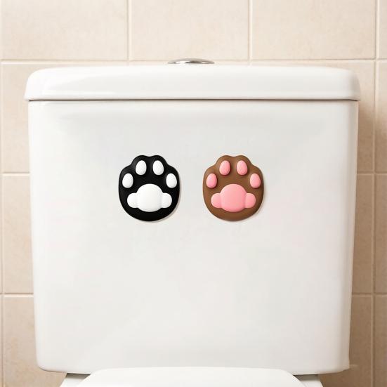 2Pcs Cat Paw Door Handle Stopper Self-Adhesive Silicone Door Knob Stop Wall Protector Quiet Shock Absorbent Wall Bumper Anti-collision Pad