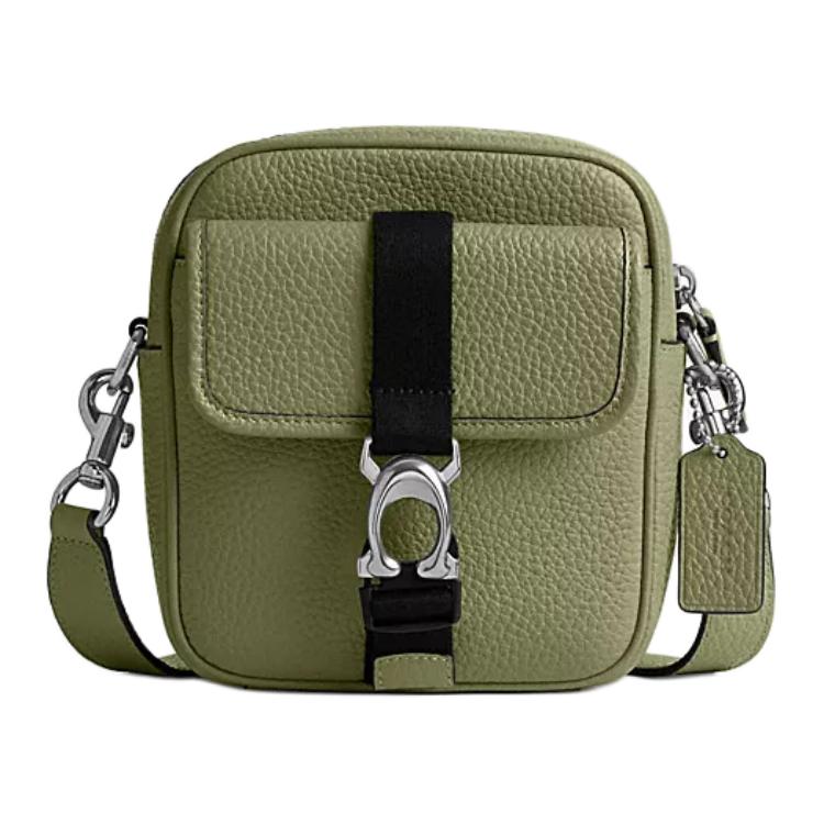 Coach Beck 15 Zipper Closure Litchi Grain Leather Mini Shoulder Crossbody Bag Men bags Moss-Green CJ736-MOS Basic Set (Bag+Dust Bag)