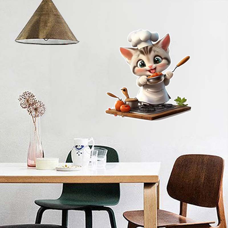 Süße Giraffe & Katze & Glückliches Nilpferd Koch Wandaufkleber - Charmantes Tier Kühlschrankaufkleber für Wohn- & Esszimmerdekor Aufkleber S481