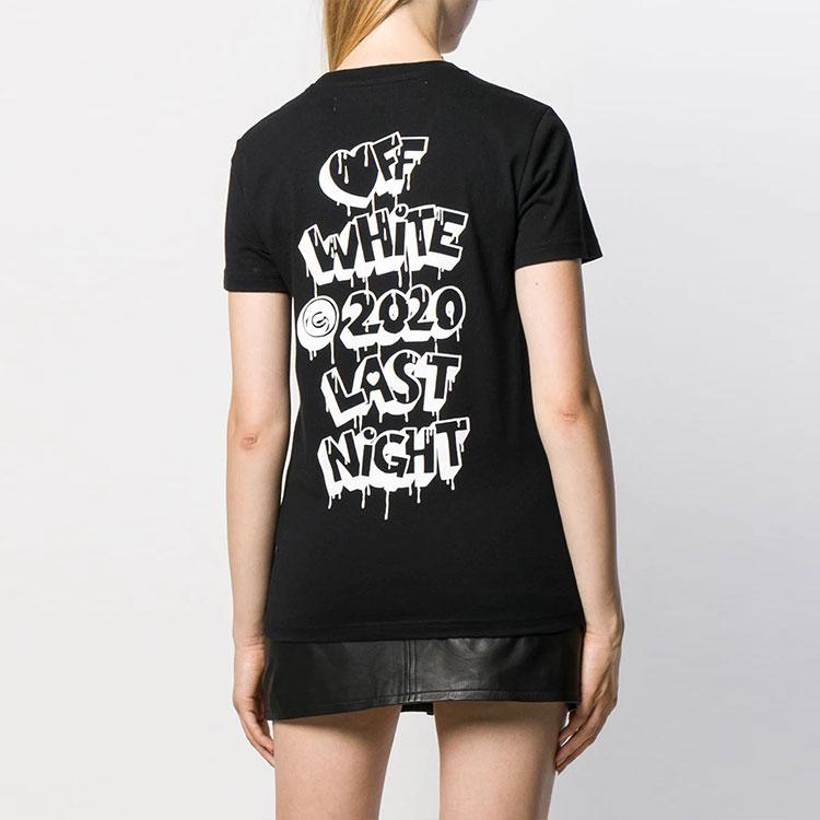 Off-White Markers Casual Tee Black Women Tops Black White OWAA049F19B070661001