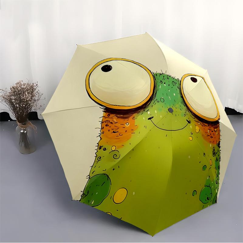 1pc Frog Eyes Automatic Open/close Umbrella, 8-Rib Sturdy Structure, Portable Travel Umbrella, Parties, Everyday Use,42
