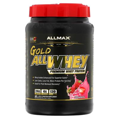 ALLMAX, AllWhey Gold, 100 % Premium-Molkenprotein, Erdbeergeschmack, 2 Pfund (907 g)