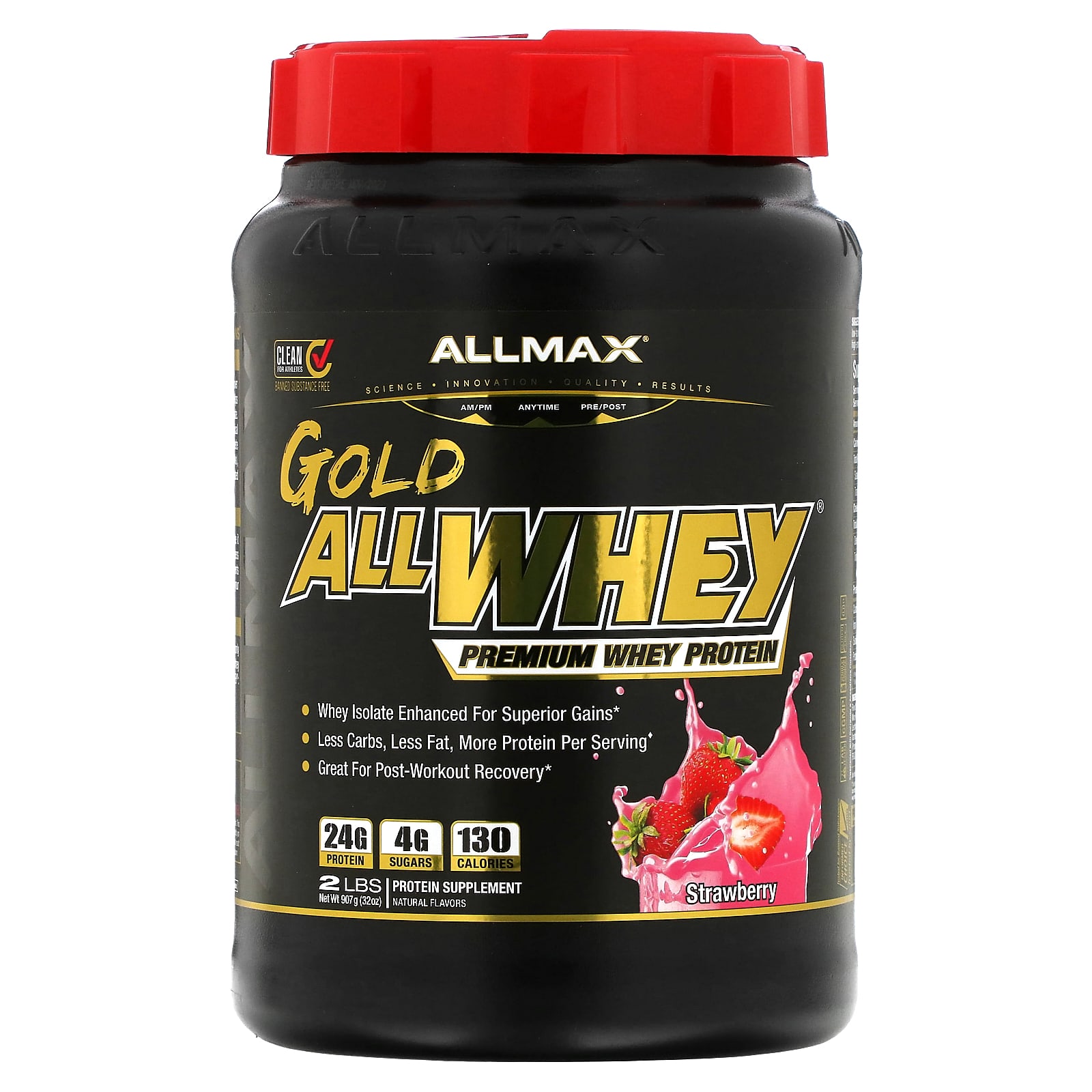 

ALLMAX, AllWhey Gold, 100% Premium Whey Protein, Strawberry Flavor, 2 lbs (907 g)