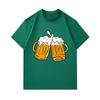 Men's 100% Cotton Crew Neck Short Sleeve T-Shirt, Funny Clinking Beer Mugs With Foam Print Casual Breathable Lightweight Summer Tee For Daily Party Dr