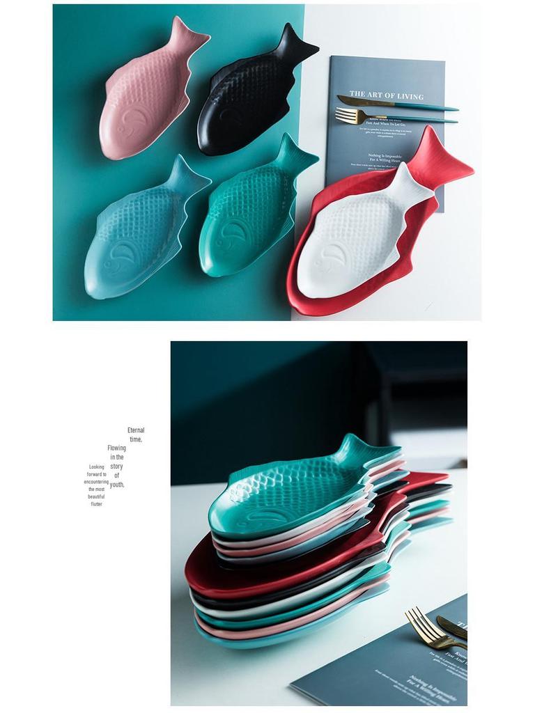 Nordic Style Ceramic Fish Plate for Breakfast & Western Cuisine