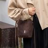 A Trendy Genuine Leather Bag, A Casual Single-shoulder, Crossbody, Hand-held Bucket Bag
