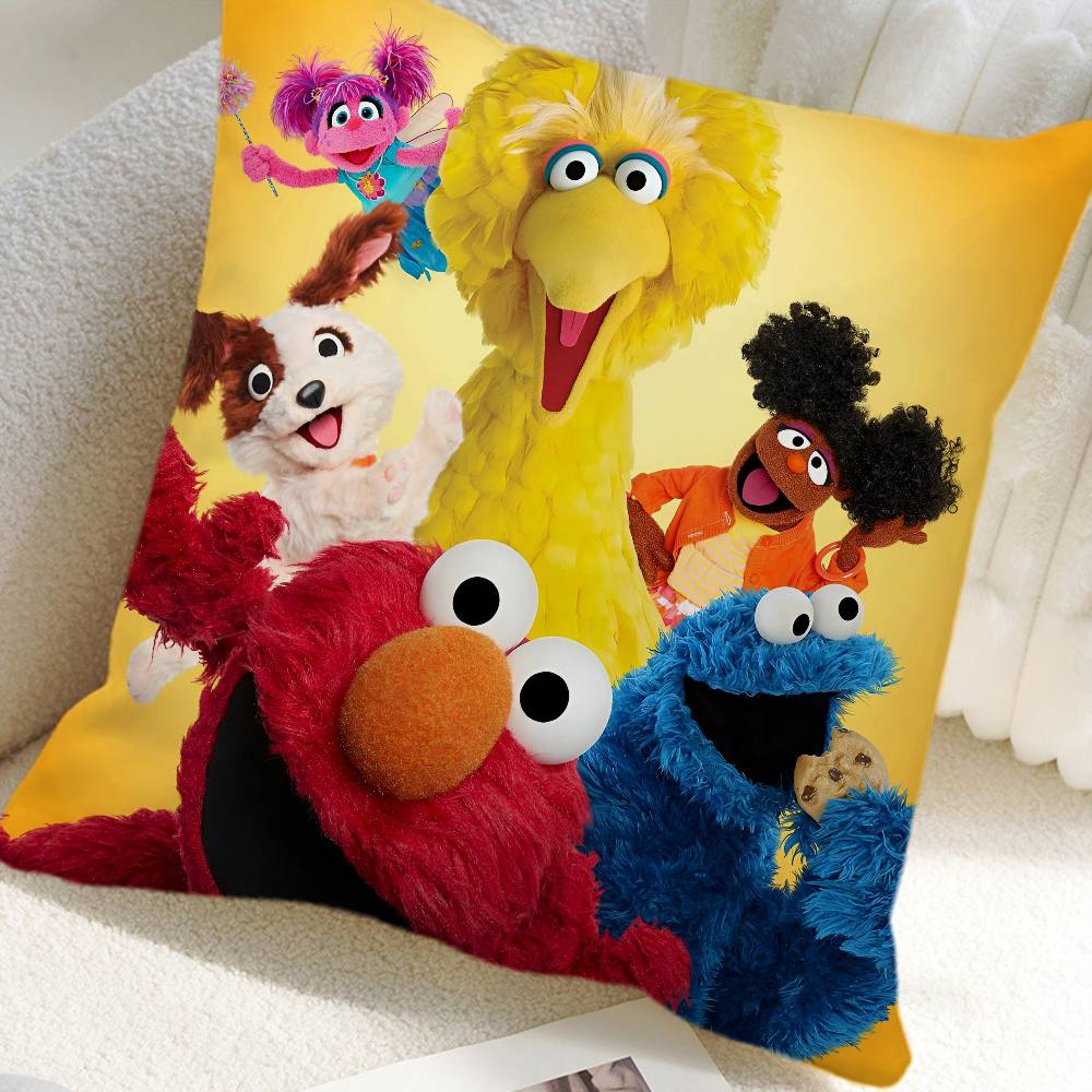 S-Sesame S-Street Movie Pillow Case Square Pillow Bedroom Sofa Leisure Comfort Cushion Car Home Decoration