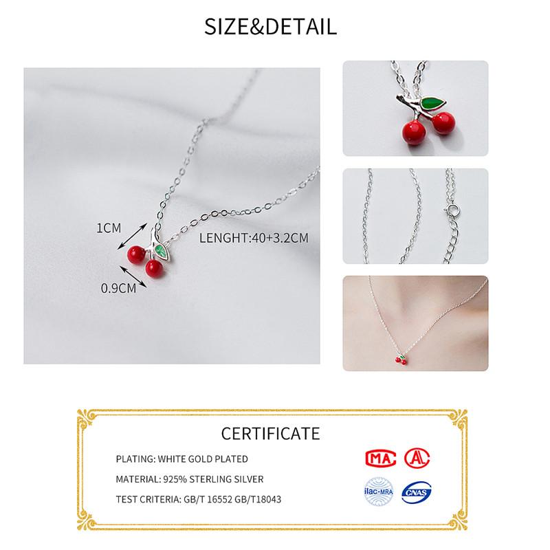 Xiaomi Silver Color Red Enamel Cherry Choker Pendant Necklace Fine Jewelry For Women Personality Accessories Gift
