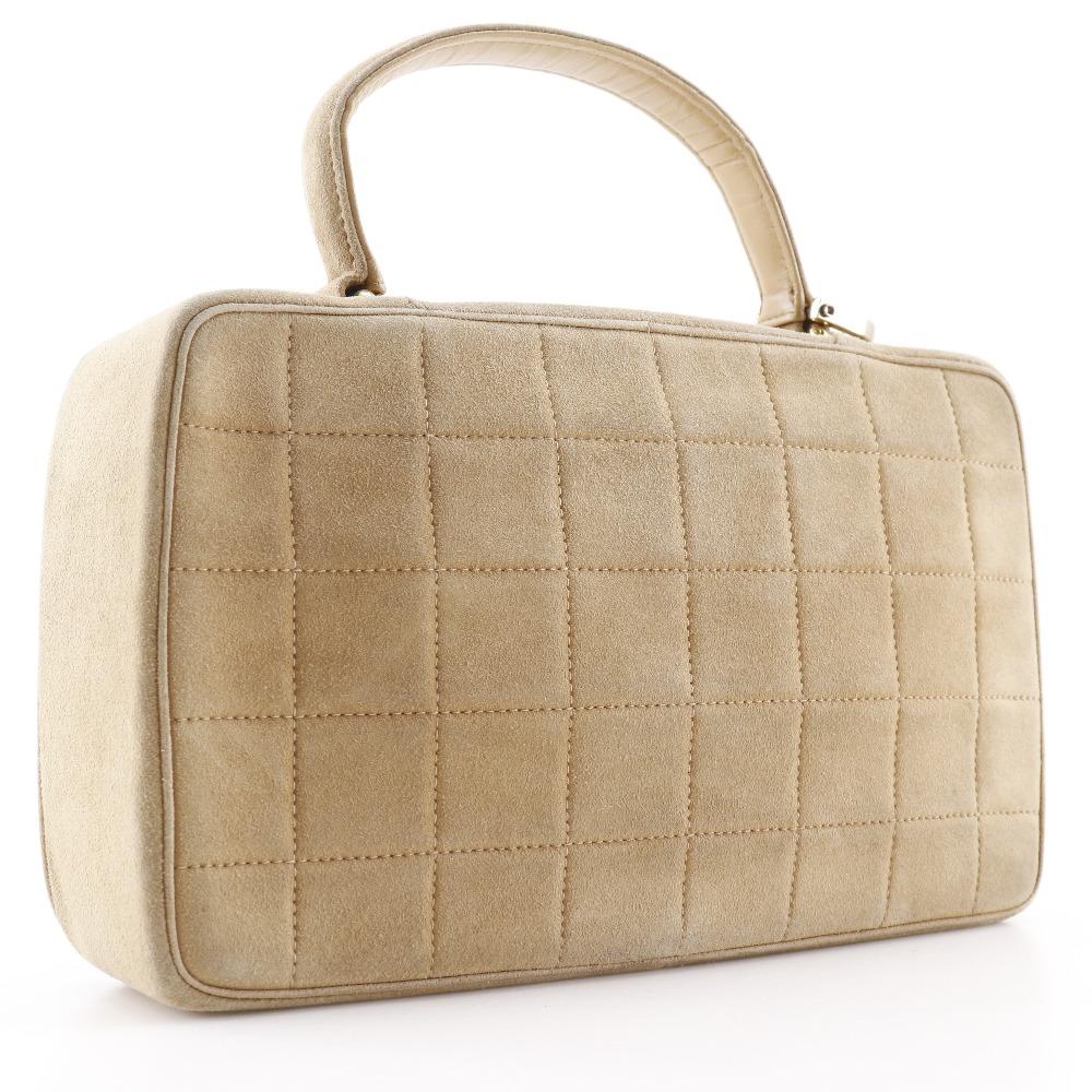 Chanel Chocolate Bar Handbag One Handle Brown/yellow Suede Women Used