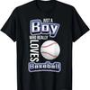 Just a Boy Who Really Loves Baseball Funny Baseball Design T-Shirt