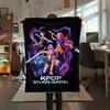 1Pc Kpop Demon Hunter Print Flannel Blanket, High quality Comfortable for All Seasons, Home Decor, Warmth and Comfort, Perfect for Gifts