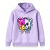 Kids Boys Girls Pullover Hoodie, Neon Dripping Split Bear Print Casual Long Sleeve Hooded Sweatshirt, Fashion Streetwear Top For Children